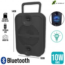 Caixa de Som Bluetooth LED 10W GTS-1881 X-Cell - Preta